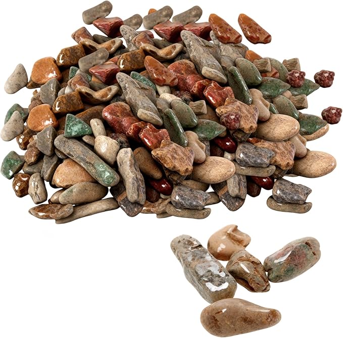 11 LBS Aquarium Gravel, 4-25mm Decorative River Rocks, Natural Polished Mixed Color Stones for Aquascaping, Outdoor Landscaping, Vase Fillers