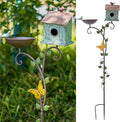 Bird Baths and BirdHouses with Pole, Distressed Metal Bird Bath Bowl and Birdhouse Stake for Outdoor Garden Yard Decoration (Bird Baths/BirdHouses-C)