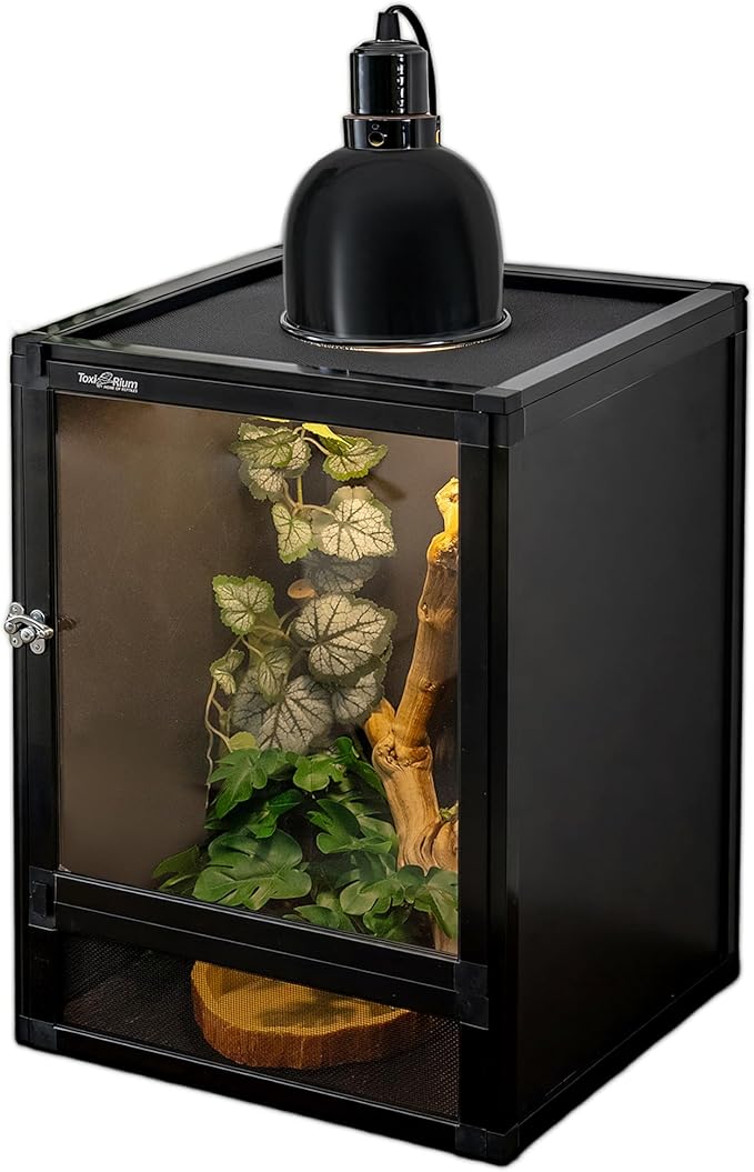 12"x12"x18" Reptile Terrarium, Hybrid Cage PVC Habitat Enclosure with Screen & Acrylic Doors, Ventilated Tank for Gecko,Chameleon, Snake, Frog, Easy Assembly, Front Dual Access