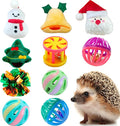 10 pcs Christmas Cute Hedgehog Enrichment Toys Hedgehog Supplies Cage Accessories Small Animal Ball Bell Pet Interactive Stuffed Toys