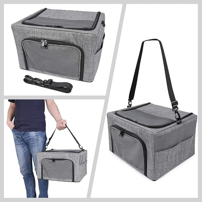 Dog Cat Car Seat, Collapsible Cat Puppy Car Carrier with Metal Frame, Travel Bag for Small Medium Pet up to 15 lbs