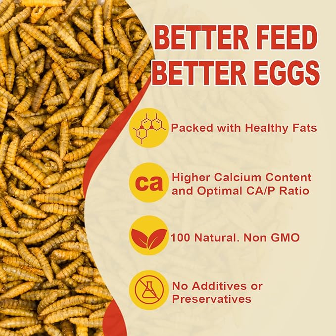 10LB Dried Black Solider Fly Larvae, BSFL is High Protein Chicken Feed with 85x More Calcium Than Dried Mealworms, Poultry Treats, Chickens Love, Birds Love, Hens Love, Ducks Love