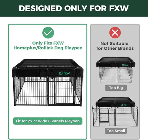 (Not Suitable for Other Brands) FXW Exclusive Mesh Top Cover, Only Fits FXW Rollick/Instant/Homeplus 27.3" W x 32" H/40 H/45 H 8-Panel Playpen (Playpen not Included), Square│Patent Pending