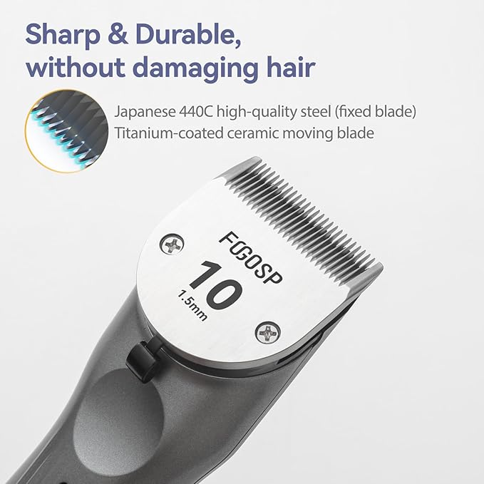 10FC Cordless Dog Grooming Clippers Replacement Blade Ceramic Edge Detachable Steel Pet Clipper Blade with Cutting Length of 1.9mm 1/13'' (1 Count)