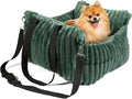 Dog Car Booster Seat, for Small Dogs Under 30 lbs, Detachable Washable Travel Bed with Storage Pockets and Safety Belt (Green, Medium)