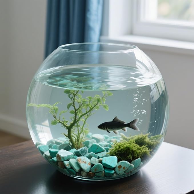 0.96LB Crushed Quartz Aquarium Gravel Vase Filler Succulent Rocks Home Decor Fish Tank Stones Natural Pebbles Polished Bulk Irregular Shaped - Turquoise