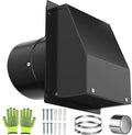 10 Inch Wall Vent with Screen and Damper, Galvanized Steel Hooded Wall Vent Cover Black Metal Exhaust Duct Cap Kit with Hose Clamp Aluminum Foil Tape for Outdoor Laundry Room Kitchen Range Hood