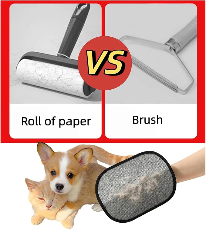 2025 Pair Pet Hair Remover Glove - Reusable Quick De-Shedding Gloves,Perfect for Grooming Pets & Cleaning Hair Off Couch/Bed (2 Pair)