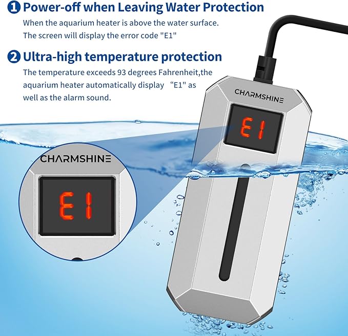 100W Aquarium Heater Fish Tank Submersible Water Heater with LED Digital Display Fish Tank Water Heater for 10-20 Gallons Freshwater & Saltwater Turtle Tanks Heater