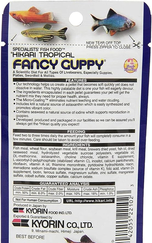 (3 Pack) Hikari Usa Tropical Fancy Guppy For Pet Health, 0.77-Ounce Each