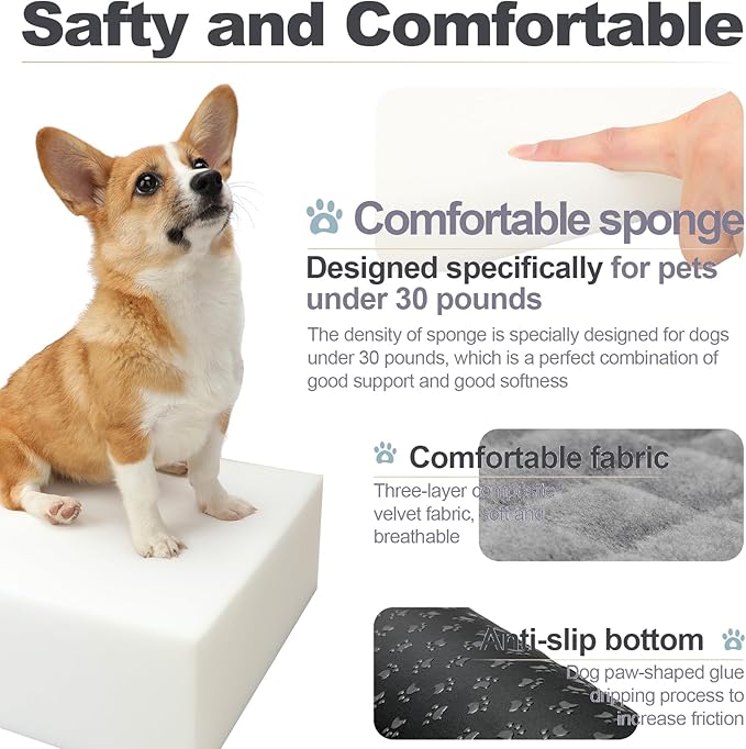 Youvee Dog Booster Car Seat - 6" Elevated Pet Car Seat for Small Dogs up to 30 lbs, Comfortable, Storage Pocket (Black Outside, Grey Inside)