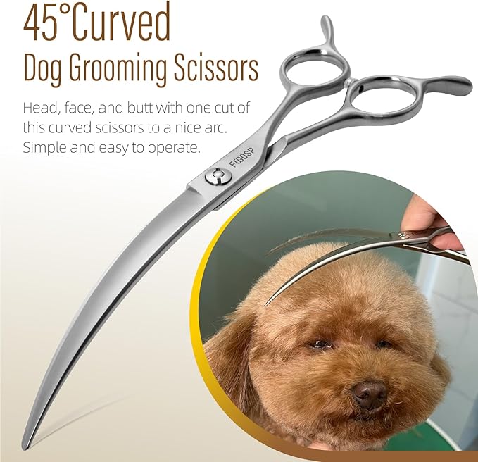 45°Curved Dog Grooming Scissors Curved Thinning Shears 2PCS Combo(Black&Gold)
