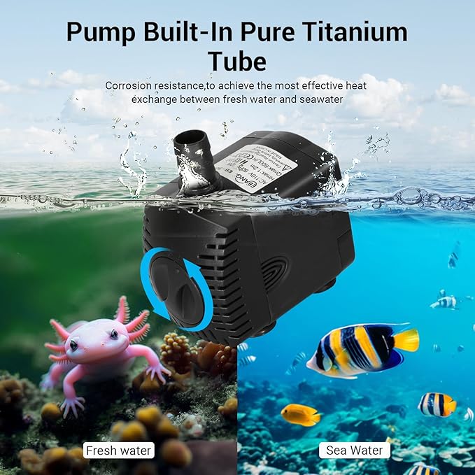 1/3 Hp Aquarium Chiller, 79 Gal Water Chiller Machine, Fresh & Salt Fish Tank Chiller for Axolotl Jellyfish Coral Reef, Hydroponic Water Chiller with Water Pump and Quiet Design Compressor