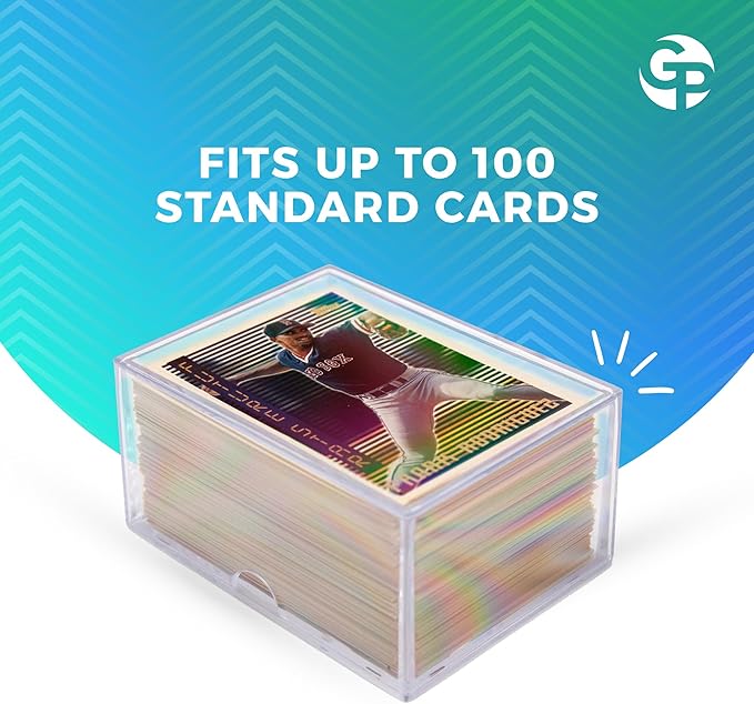 10 Pack Clear Acrylic Card Storage Boxes with Lids – 3 1/2" L x 2 1/2" W x 2" H Baseball Card Storage Box, Sports Card Boxes, Magic Card Storage Box and Playing Card Case – Made in USA