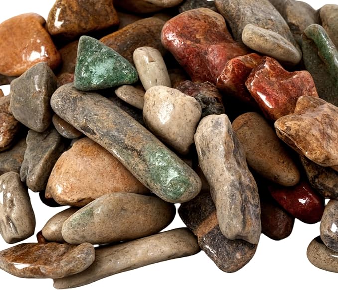 11 LBS Aquarium Gravel, 4-25mm Decorative River Rocks, Natural Polished Mixed Color Stones for Aquascaping, Outdoor Landscaping, Vase Fillers