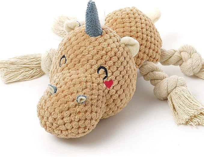 Large Dog Toys, Cute Squeaky Dog Toy, Stuffed Animal Plush Toys for Puppies, Durable Dog Chew Toy for Small,Middle,Large Breed (Brown(Uni-Hippo))