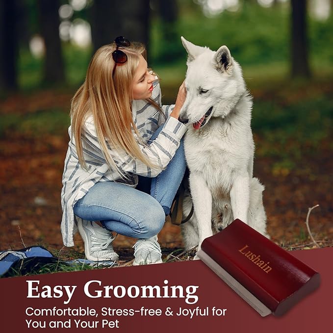 Deshedding Brush for Dogs & Cats | Professional Pet Grooming Tool | Removes Loose Fur, Dirt & Hair | Small, Medium & Large Pets |Ergonomic Handle| Cat Brush | Dog Brush (Brown, 5 inch)