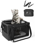PETUX Small Cat Carrier - Pet Carrier Airline Approved for Kitten Under 10 lb - Escape-Proof, Foldable and Portable Cat Carriers with Removable Bag and Safety Buckle for Travel, Vet Visits - Black