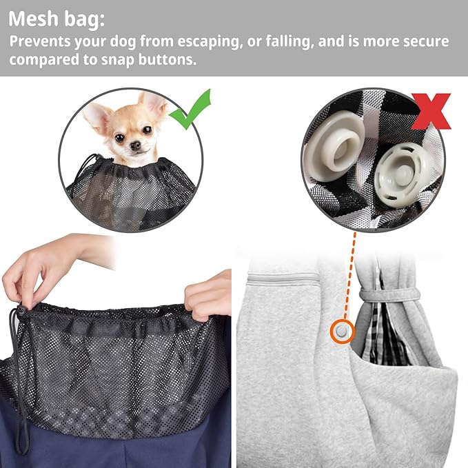 CUBY Dog and Cat Sling Carrier - Hands Free Reversible Pet Papoose Bag - Soft Pouch and Tote Design - Suitable for Puppy, Small Dogs Cats Outdoor (Blue Senior, Adjust Strap 2.0)