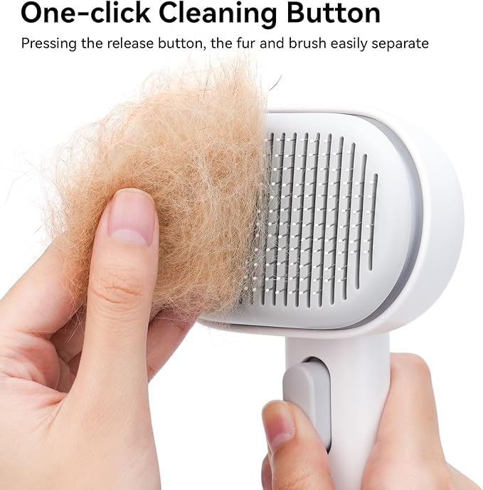 aumuca Cat Brush for Shedding, Cat Brushes for Indoor Cats, Cat Brush for Long or Short Haired Cats, Cat Hair Brush Cat Grooming Deshedding Brush for Dog Kitten Rabbit Massage Removes Loose Fur, White