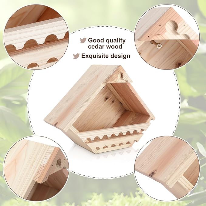 1 Pcs Cedar Dove Nesting Box Bird House Outdoor Wood Triangular Opening Bird Box House for Doves Nesting and Roosting Platform Garden Decoration