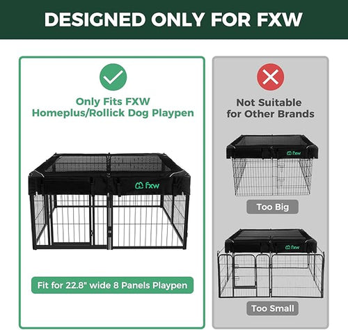 (Not Suitable for Other Brands) FXW Exclusive Mesh Top Cover, Only Fits FXW Rollick/Homeplus/Instant/Aster 22.8" W x 24" H 8-Panel Playpen (Playpen not Included), Square│Patent Pending
