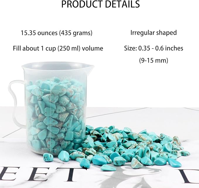 0.96LB Crushed Quartz Aquarium Gravel Vase Filler Succulent Rocks Home Decor Fish Tank Stones Natural Pebbles Polished Bulk Irregular Shaped - Turquoise