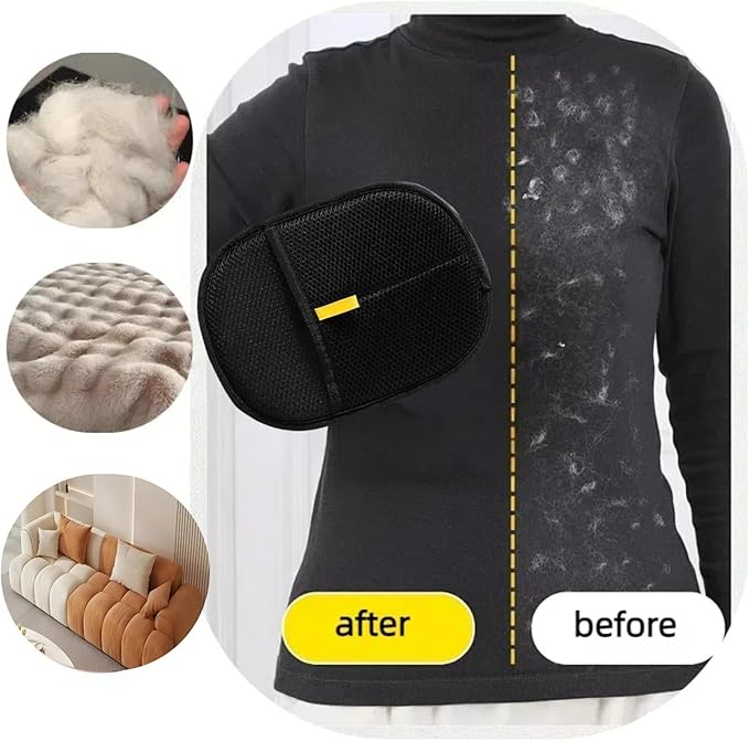 2025 Pair Pet Hair Remover Glove - Reusable Quick De-Shedding Gloves,Perfect for Grooming Pets & Cleaning Hair Off Couch/Bed (2 Pair)