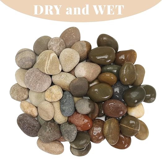 10LB Mixed Stones Pebbles River Rocks, Natural Beach Pebbles, 0.8-1.5" Decorative Rocks- Ideal for Garden Landscaping, Home Decor, Aquariums, Painting, Crafting and Gifts, Mixed Colors