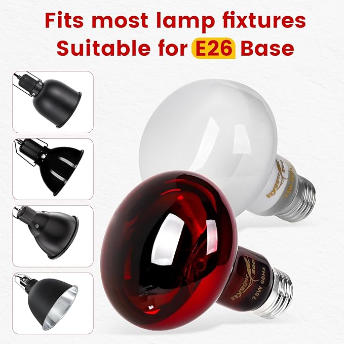 100W Reptile Heat Lamp Bulbs 2-Pack — UVA Daylight & Infrared Night Combo, Efficient Basking Light for Bearded Dragon, Lizard, Turtle, Chicken, E26 Base