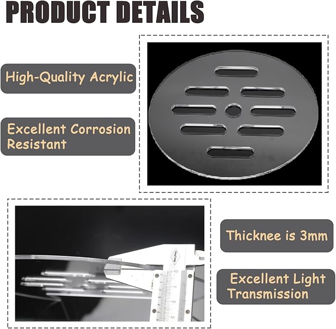 1 Pcs Fish Tank Top Cover, Aquarium Cover Lid, Acrylic Aquarium Anti-Jumping Lid with Hole to Prevent Fish, Reptiles and Turtles from Jumping Out of The Tank, Thick 3mm (Diameter 7.8inches)