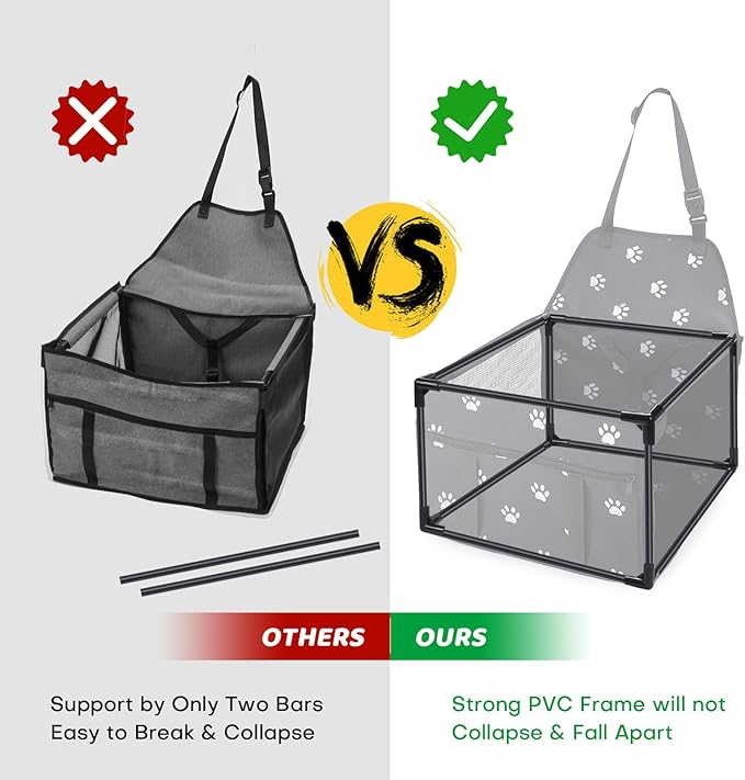 Small Dog Car Seats for Small Dogs,Portable Puppy/Pet Car Booster Seat with Clip-On Leash and Mesh Window for Pet Up to 11 lbs