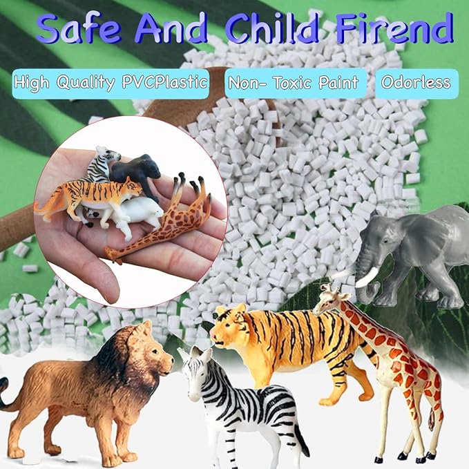12 Pcs Figures Toys Realistic Mini Safari Zoo Animal Figurines, Plastic Learning Educational Playset Animal Themed Party Supplies Cake Topper Ornaments for Easter Egg Birthday Christmas