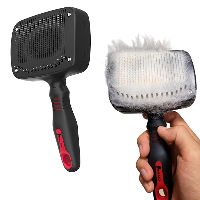 Slicker Brush and Undercoat Rake, Dog Brush for Shedding & Grooming, Remove Loose Dog Hair, Fur, Undercoat and Mats, Medium & Long Haired Dogs, Great for Husky, GSD, Shepherd, Double Coats