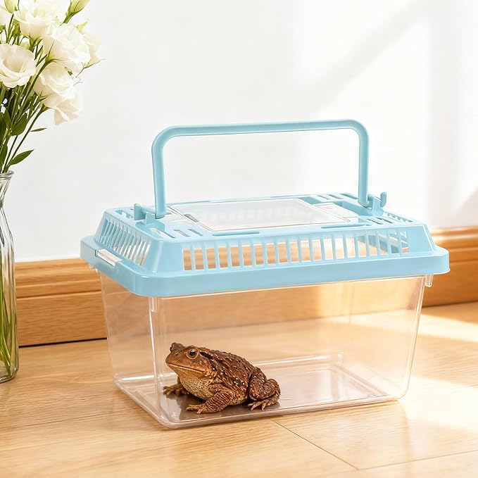 10 Pack Small Plastic Reptile Carrier, Tarantula Enclosure Breeding Box with Handle and Ventilation Lid, for Spider Lizard Turtle Hermit Crab Fish, 7 x 4.3 x 4.3 Inch, Multi-Color