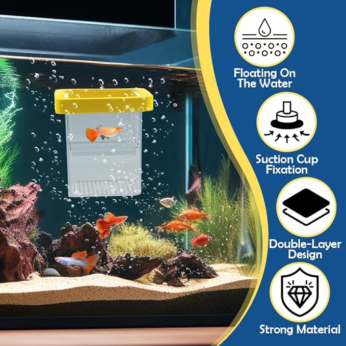 1 Pack Floating Fish Breeding Isolation Box Acrylic Floating Hatching Box for Baby Fish Shrimp Clownfish Betta Eggs Aquarium Tank