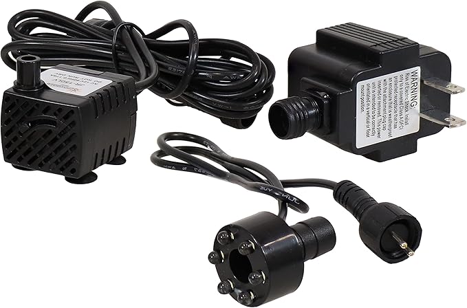 Sunnydaze 40 GPH Submersible Water Pump – 12V Small Fountain Pump with Adjustable Flow, 6-Color LED Light & Transformer for Fountains, Bird Baths, Aquariums