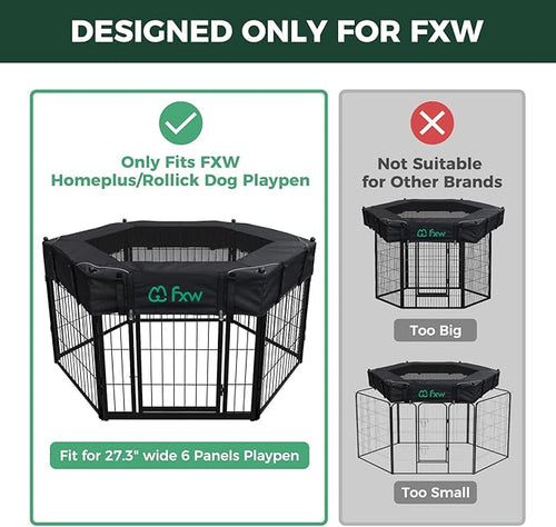 (Not Suitable for Other Brands) FXW Exclusive Mesh Top Cover, Only Fits FXW Rollick/Homeplus/Instant/Aster 27.3" W x 32" H/40 H/45 H 6-Panel Playpen (Playpen not Included), Hexagon│Patent Pending