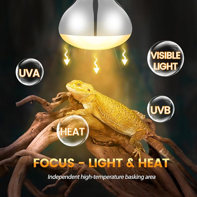 100W Reptile Heat Lamp, Full Spectrum UVA UVB Sun Light for Bearded Dragon Lizard Turtle
