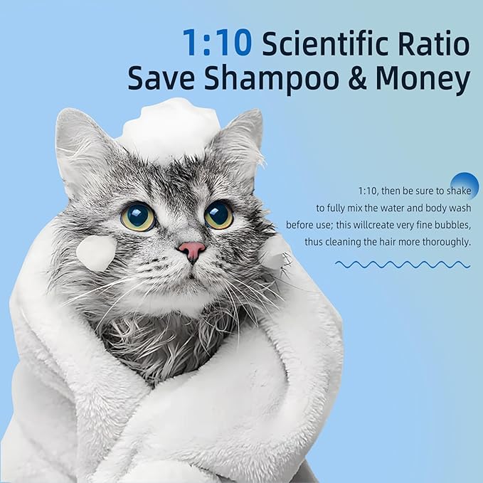 Electric Rotating Massage Dog Shampoo Spray Dispenser with Foam Brush [2025 Upgraded Version] Dual-core Electric pet Bath Brush | 2-Speed Variable Frequency SPA × Double Bubbles
