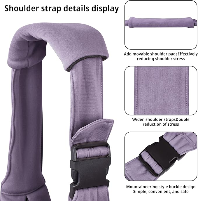 CUBY Dog and Cat Sling Carrier - Hands Free Reversible Pet Papoose Bag - Soft Pouch and Tote Design - Suitable for Puppy, Small Dogs Cats Outdoor (Purple, Adjust Strap 2.0)