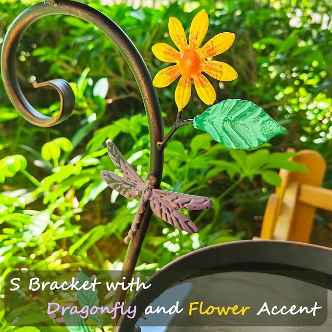 Deck Bird Bath and Feeder, Detachable Metal Bird Baths for Deck Railing, Antique Decorative Bird Bath Bowl with Adjustable Heavy Duty Clamp for Outdoor Balcony Patio Porch Garden Rail Mount