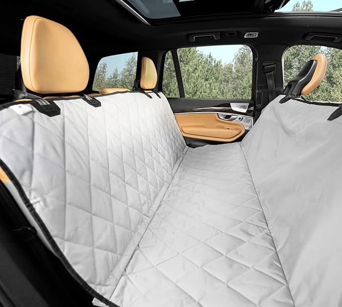 Plush Paws Products Premium Rear Car Seat Protector w/Hammock | Washable & Waterproof Back Seat Dog Cover for Car, Truck, & SUV | Nonslip, Tear Resistant Pet Seat Cover | Small Grey