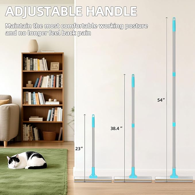 Carpet Rake for Pet Hair Removal, 54" Adjustable Handle Pet Hair Removal Carpet Brush Scraper, Pet Hair Removal Broom Tool for Carpet, Reusable Dog Cat Fur Remover, Pet Fur Cleaner for Rugs, Mats