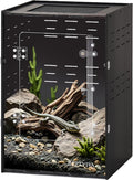 11"x11"x16" PVC Reptile Tank Enclosure - 5-Sided Blackout Terrarium with Mesh Top for Crested Geckos, Small Lizards, Tree Frogs & Arboreal Pets