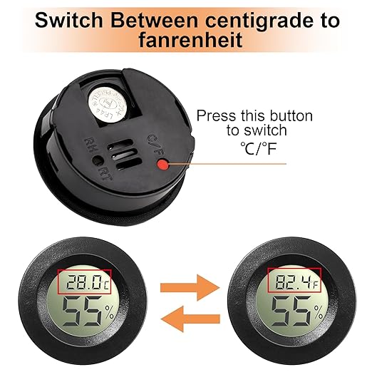 10 Pack Mini Hygrometer Thermometer - Digital Hygrometer Gauge LCD Monitor Temperature Humidity Meter Indoor Room Round Humidity Temperature Gauge for Greenhouse Home Kitchen
