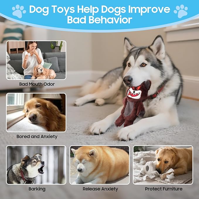Bzonsmart Squeaky Dog Toys, 5 PCS Crinkle Dog Toy Plush, Dog Toys Value Pack for Small Medium and Large Dogs, Dog Chew Toys to Keep Them Busy