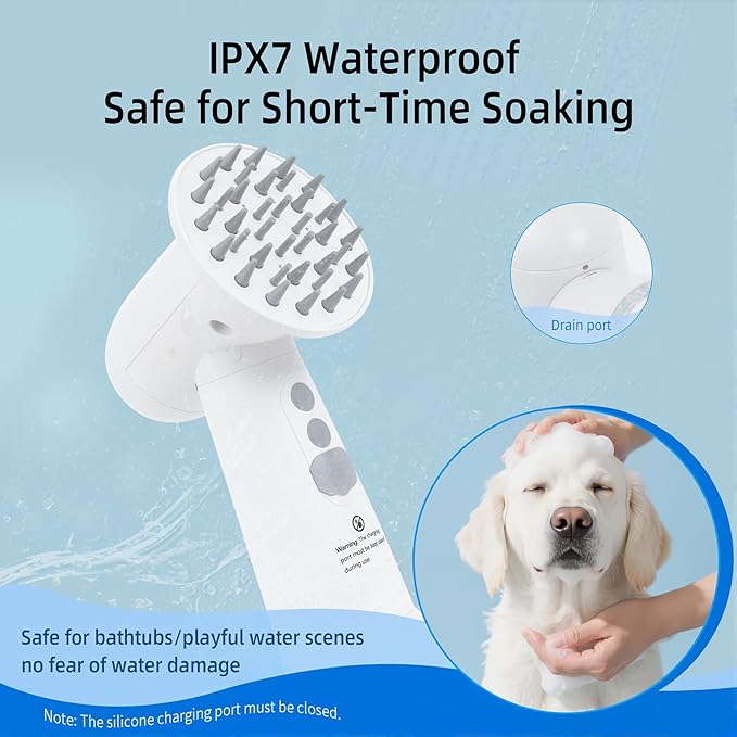 Electric Rotating Massage Dog Shampoo Spray Dispenser with Foam Brush [2025 Upgraded Version] Dual-core Electric pet Bath Brush | 2-Speed Variable Frequency SPA × Double Bubbles