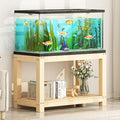 FORRTY Solid Wood Aquarium Stand – Heavy Duty Wooden Fish Tank Stand With 2-Tier Storage | Natural Pine Reptile Tank Table | Indoor Plant Rack | Printer Table | Multi-Purpose Shelf | 30–150cm Width(Wo
