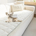 Faux Fur Plush Dog Couch Cover 3D Stripe Fuzzy Sofa Cover Non-Slip Fluffy Dog Bed Cover Pet Blanket Sofa Couch Furniture Protector for Puppy Large Dog Cat (Cream,28"x47")